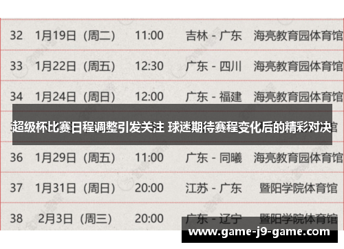超级杯比赛日程调整引发关注 球迷期待赛程变化后的精彩对决