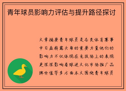 青年球员影响力评估与提升路径探讨